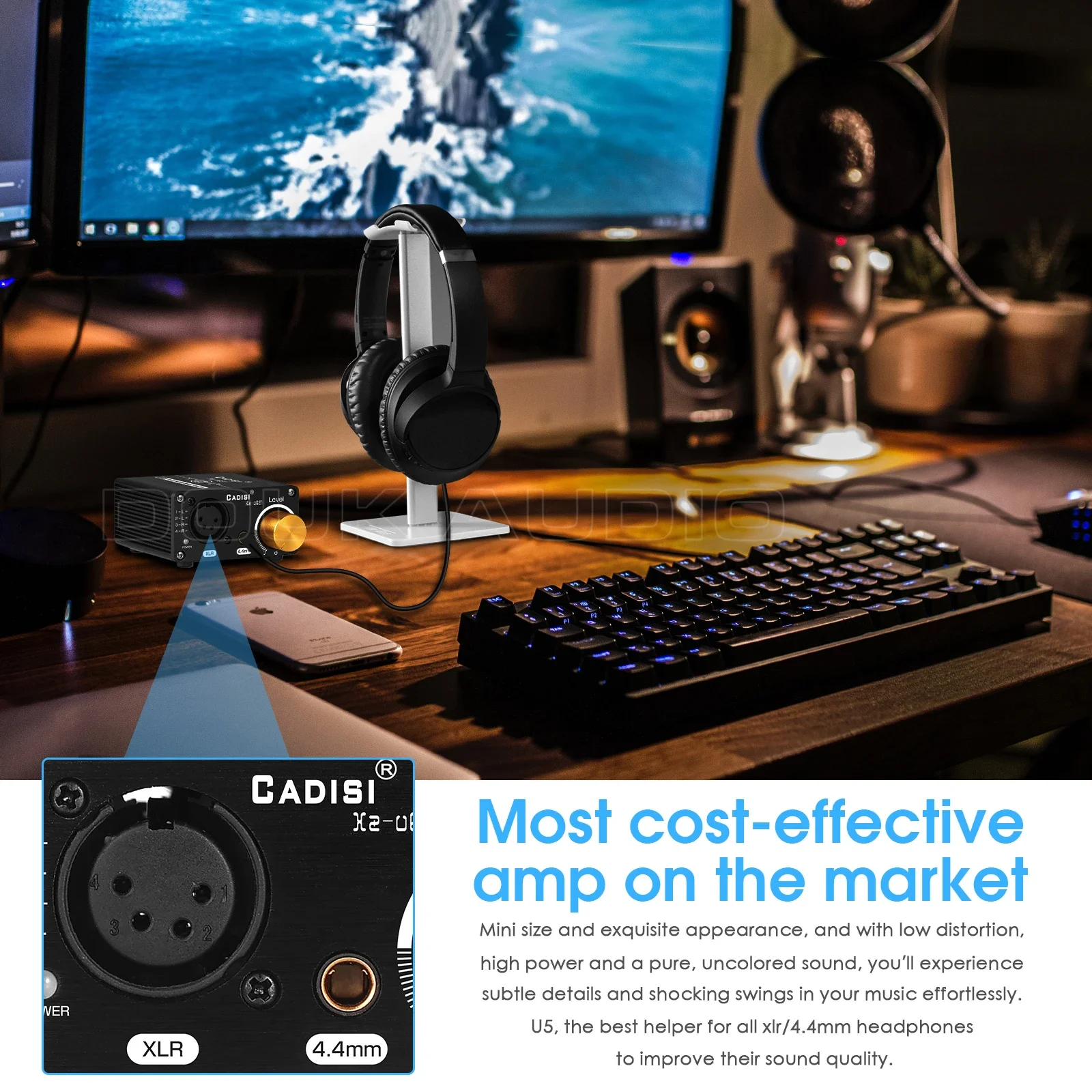 Douk Audio-miniauriculares totalmente equilibrados, amplificador de Audio estéreo para auriculares XLR/4,4mm con Control de volumen