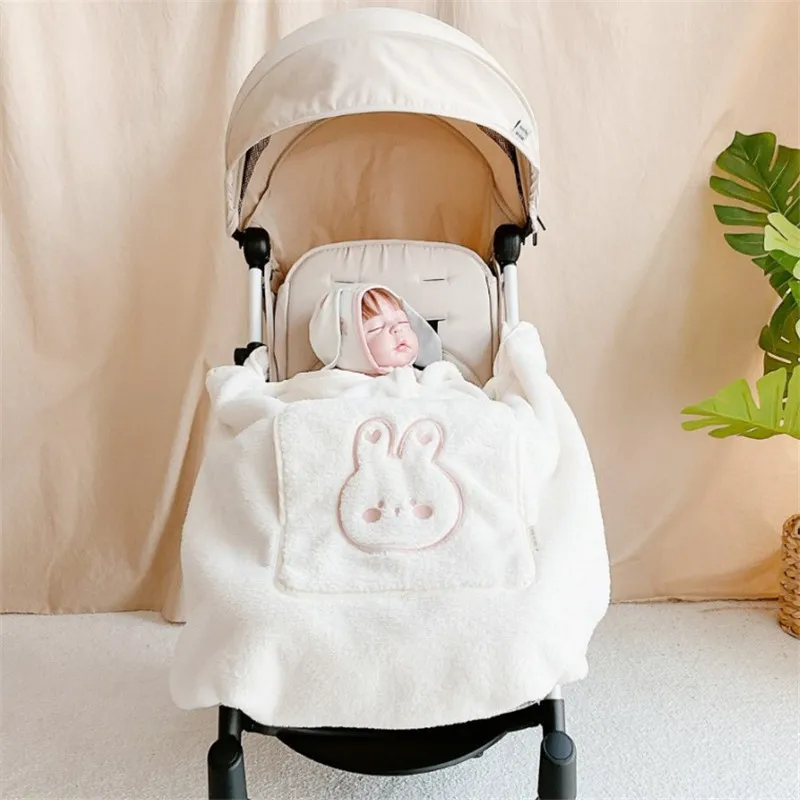 Manta de lana de invierno para bebé, taburete de cintura, capa, mantas para cochecito, mantas gruesas y cálidas para bebés, cubierta para carrito, manta, ropa de cama, cosas para bebé