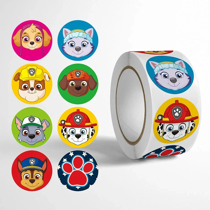 500 unids/set de pegatinas de la patrulla canina, pegatinas de dibujos animados de Chase Skye, papelería bonita para niños, suministros para profesores de escuela, pegatinas de recompensa, juguetes de regalo