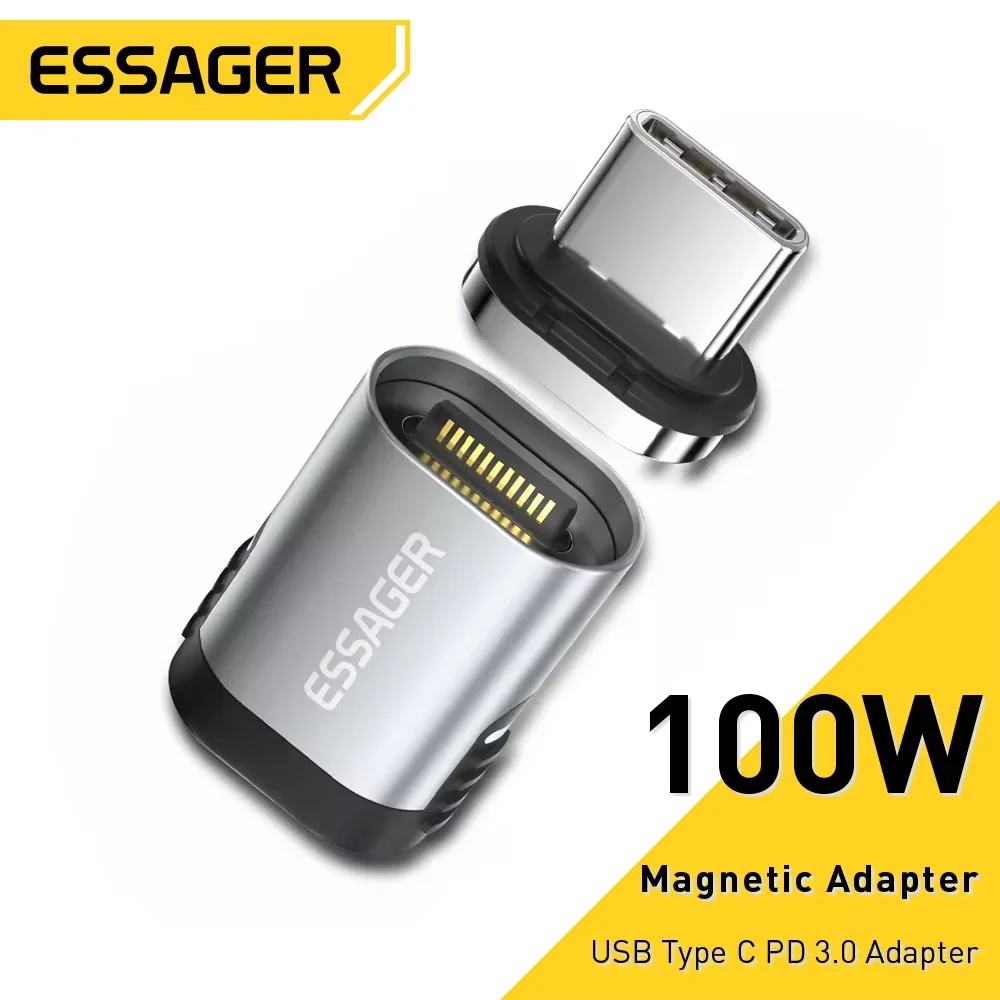Adaptador magnético Essager de 100W, convertidor de Cable de carga rápida USB tipo C PD 3,0 de 24 pines para Ipad Pro Macbook, conector adaptador magnético
