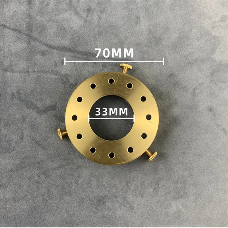 Anillo de tres agujeros de latón 100%, pantalla de tornillo E27 E14, soporte de anillo fijo, conector de casquillo y accesorios de lámpara de cobre fija