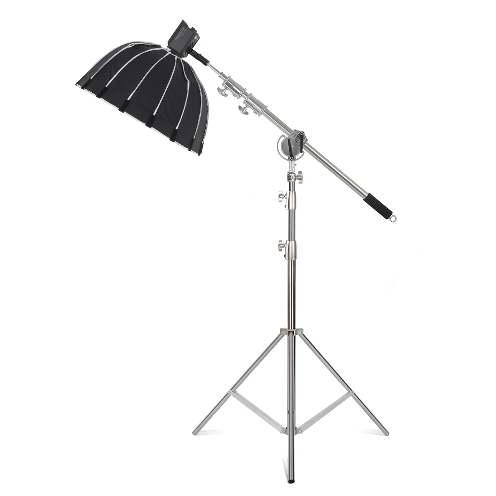 Kit de soporte C de acero inoxidable, soporte de luz con bolsa de peso, accesorios de estudio fotográfico, varilla de extensión, brazo cruzado de 2,49 M de longitud