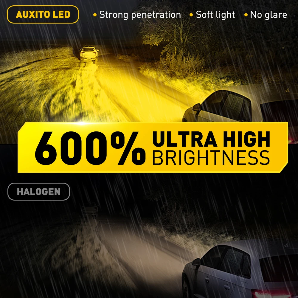 AUXITO 2 Piezas 16000LM H8 H11 Bombillas LED CSP para Faros Antiniebla HB4 9006 9005 HB3 Lámpara LED para BMW Toyota 6500K Blanco Amarillo