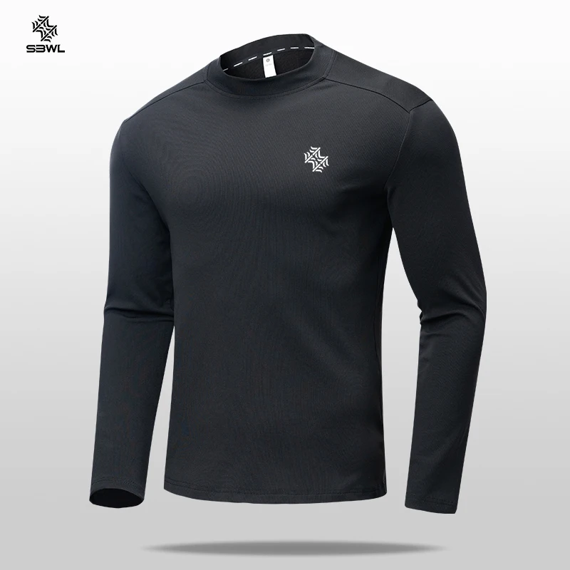 SBWL Camiseta Deportiva de Manga Larga para Otoño e Invierno, de Alta Calidad, para Actividades al Aire Libre, Cálida por Dentro, con Elástico, para Correr, Fitness, Camiseta Base