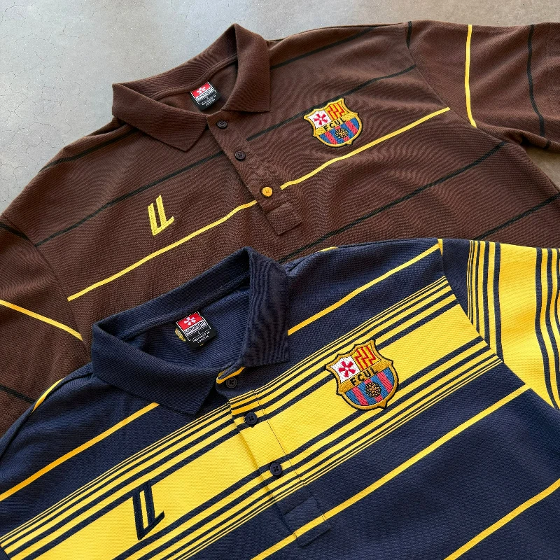 Camiseta Polo Y2K Barça Retro Bicolor con Logo Bordado para Hombre y Mujer, Sudadera Casual de Estilo Urbano Unisex, Camiseta Polo Holgada