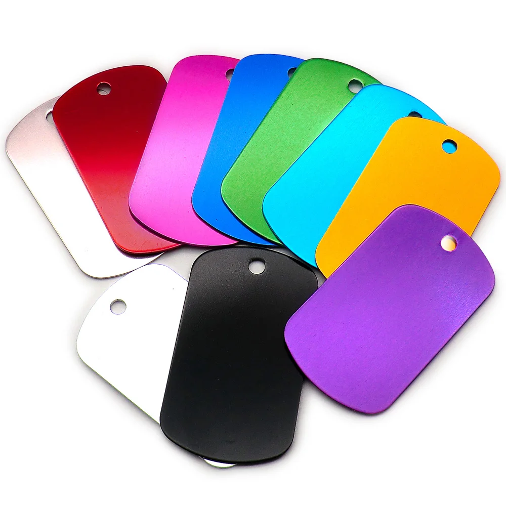 Mezcla aleatoria, 100 Uds., etiqueta de identificación en blanco de aluminio, placas de nombre personalizadas para perros y gatos, colgante personalizado, accesorios de adorno grabables