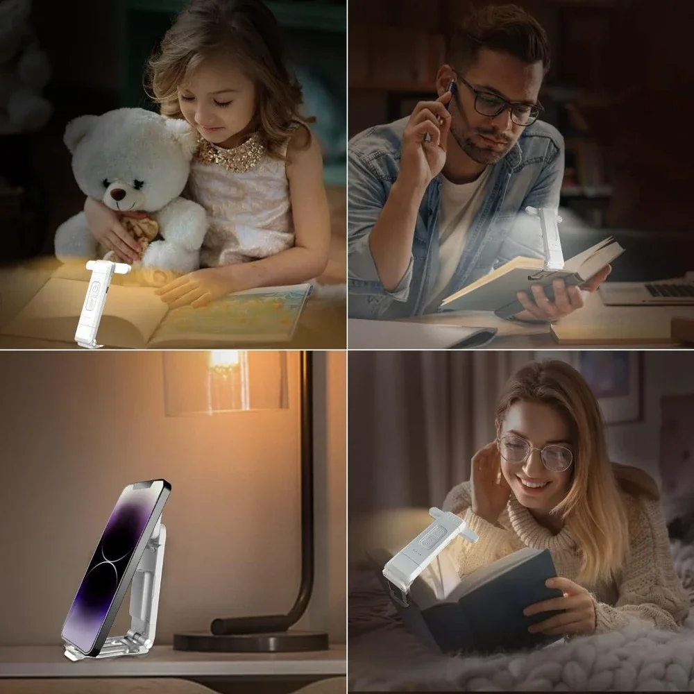 Luz de lectura, luz de libro recargable por USB para leer por la noche en la cama, luz de marcapáginas portátil con clip LED para leer en la cama