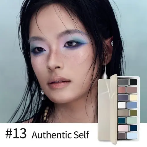 Paleta de Sombras de Ojos Cheeryep Aauthcntice Sell Qianyan de 16 Colores, Rosa, Marrón, Azul Vaquero, Multicolor, Mate, Perlado, Maquillaje de Ojos Ahumado