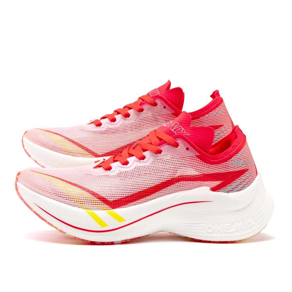 ONEMIX-Zapatillas de correr de fibra de carbono y nailon para hombre, zapatos de maratón, transpirables, ultraligeros, para pista de campo, carrera de kilómetros