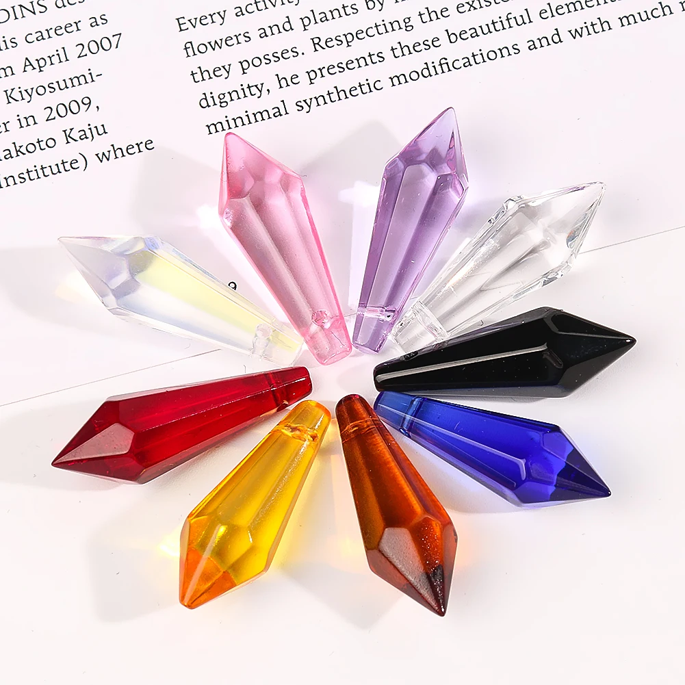 10 Uds. De cuentas puntiagudas de cristal coloridas, lámpara de cristales, colgante de prismas, atrapasoles, decoración colgante para fiesta de boda y hogar DIY