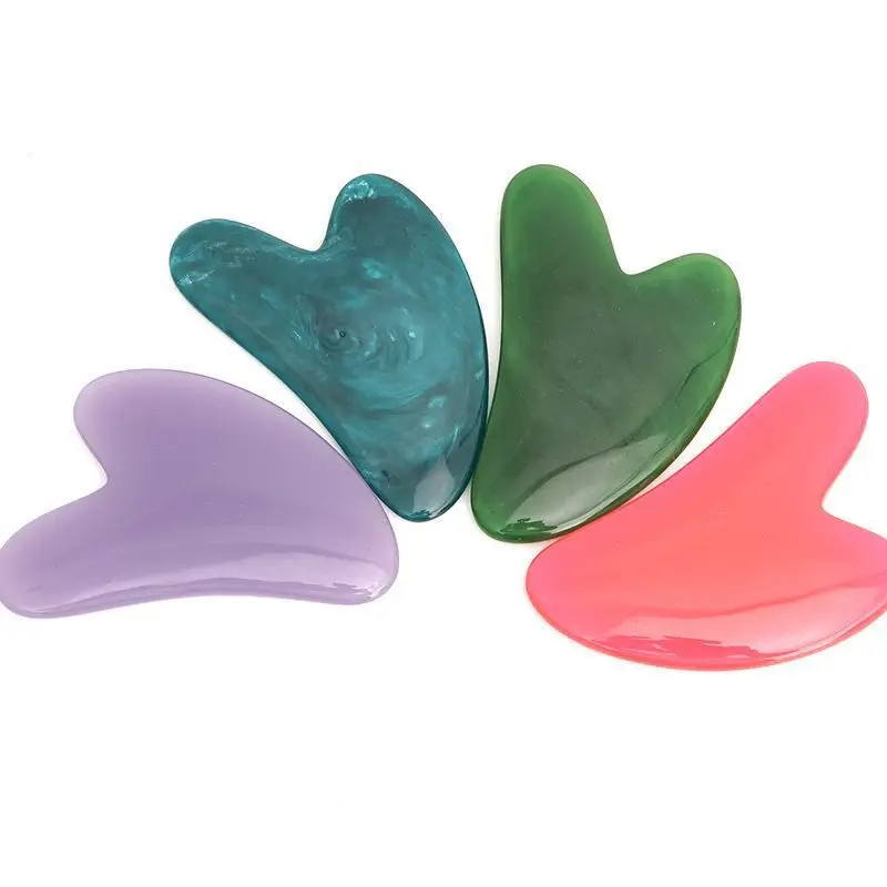 Tabla de Gua Sha de Resina, Raspador de Masaje Facial, Masajeador Facial en Forma de Corazón, Herramienta Portátil para el Cuidado de la Piel