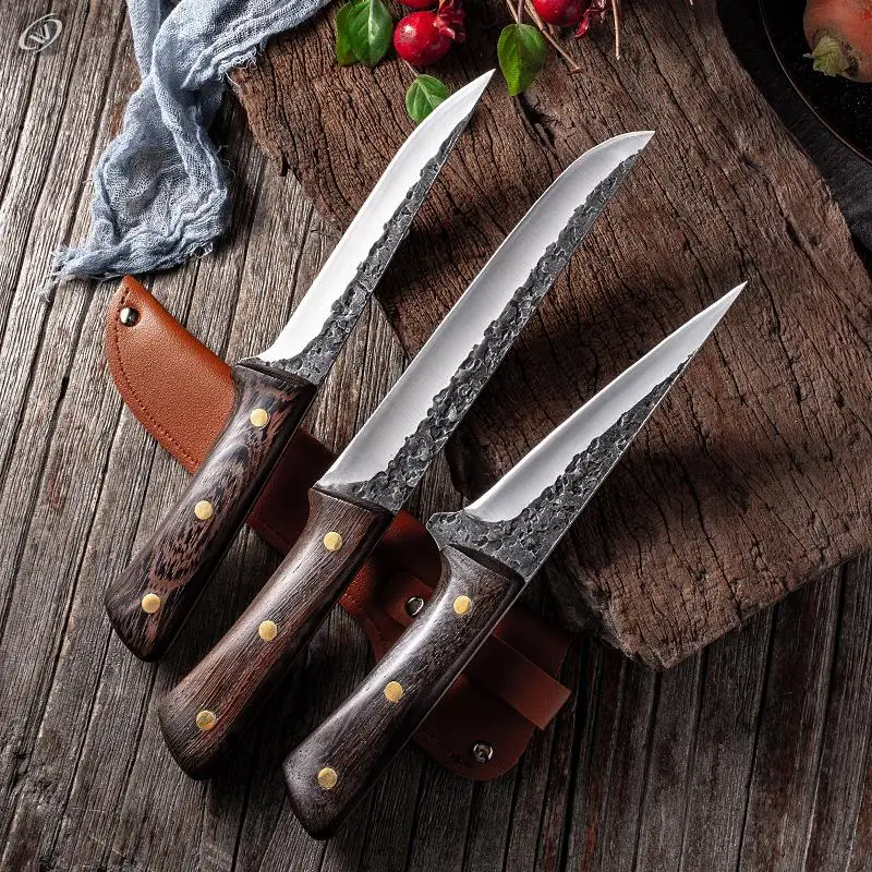 Juego de cuchillos para deshuesar forjados, cuchillo de Chef forjado hecho a mano, cuchillos de cocina profesionales, cuchillo de carnicero para abotar carne, herramientas de cocina