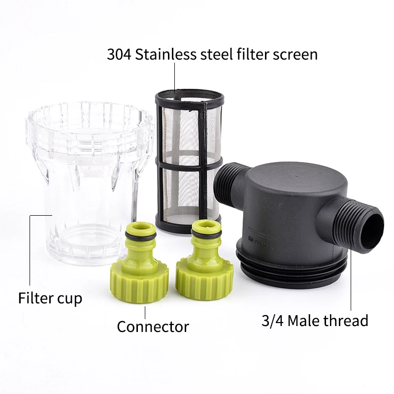 Filtro de riego de jardín de 3/4 ", tubería de agua de riego agrícola, conector rápido, prefiltro de impurezas, colador de bomba de agua para lavado de coches
