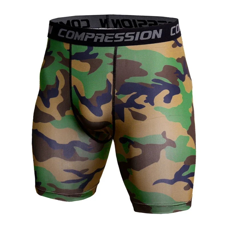 Ropa deportiva de compresión para correr para hombre, medias de camuflaje cortas de secado rápido para culturismo y Fitness, ropa deportiva elástica, 1 ud.