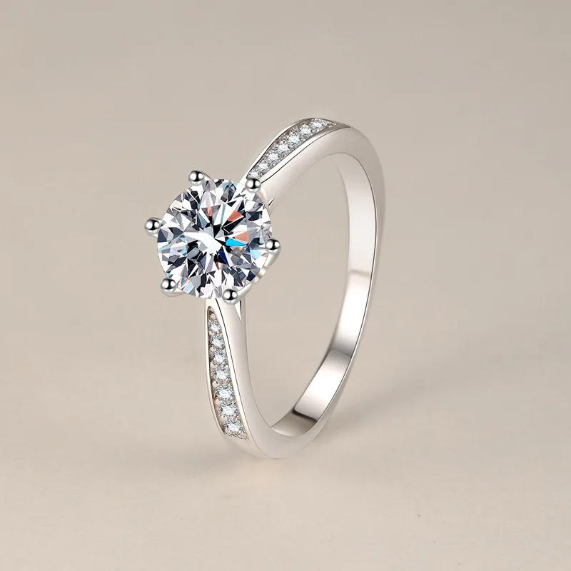 Anillo de Plata de Ley 925 con Moissanita D VVS1 de 1 Quilate para Mujer, Anillo de Compromiso, Boda, Joyería Sencilla, Regalos de Cumpleaños, Moda, Alta Calidad