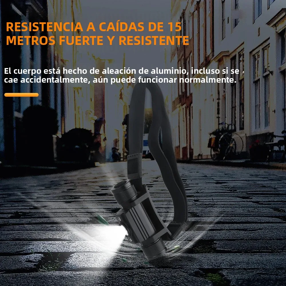 BORUiT HP300/HP500 linterna frontal LED 7 modos 1000LM potente linterna frontal recargable tipo C linterna de caza para acampar