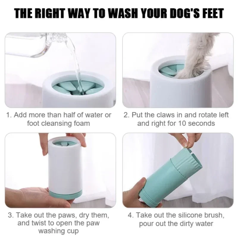 Taza automática para lavar los pies de mascotas, taza suave de silicona para pies, cubo para limpieza de pies de gato, limpiador de patas de perro, taza Manual, limpiador de lavado rápido de pies