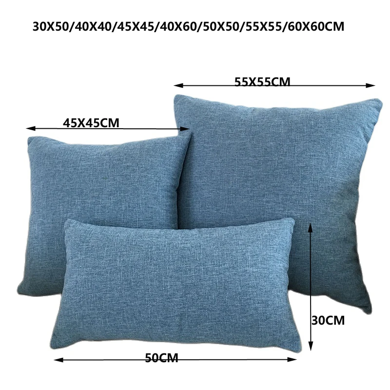 Funda de cojín de sofá sólida 30X50/40X4045X45/40X60/50X50/55X55/60X60 funda de almohada de lino acogedor para el hogar y la Oficina
