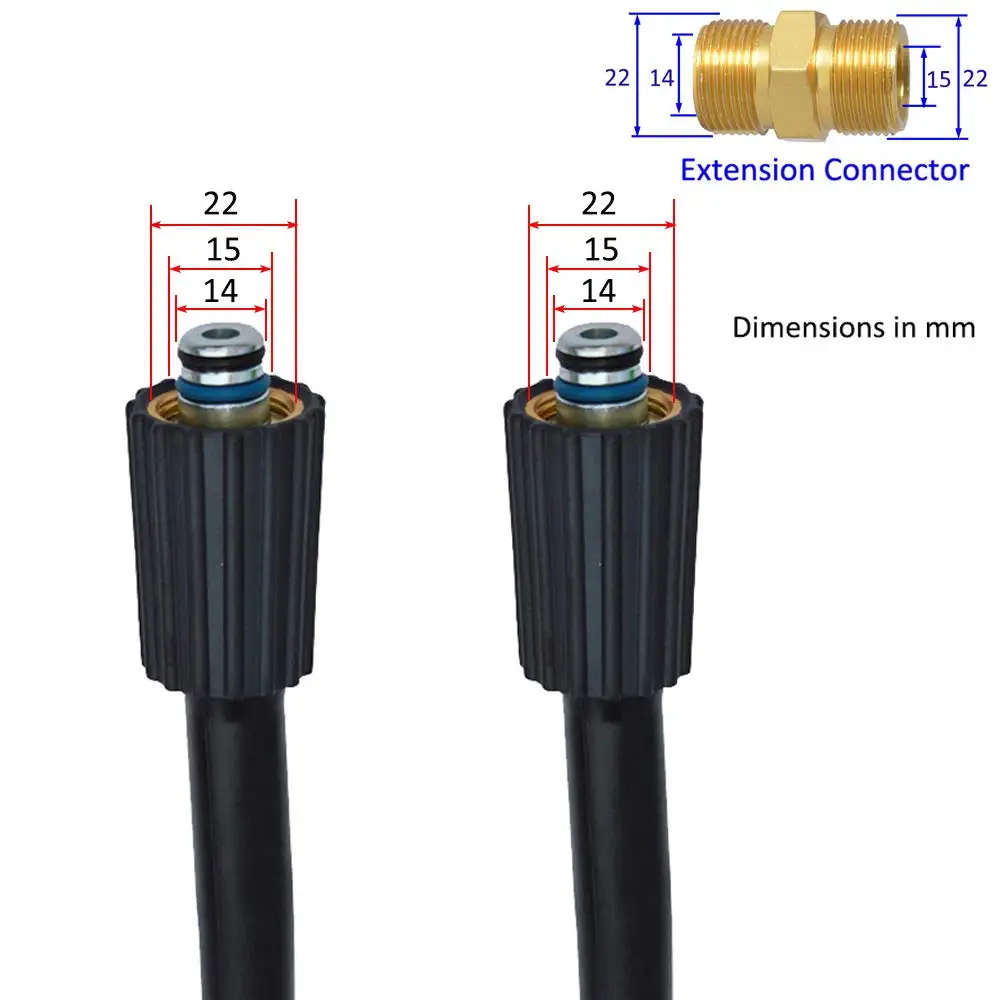 Manguera de lavadora de alta presión, manguera de lavado de coches, manguera de extensión de limpieza de agua, M22-Pin 14/15 para Karcher Elitech Interskol Huter