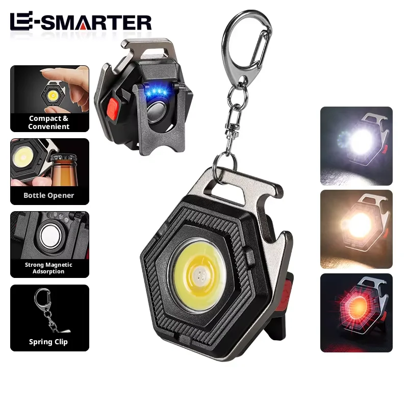 Mini luz de trabajo LED COB multifuncional, linterna portátil recargable, linterna para acampar al aire libre