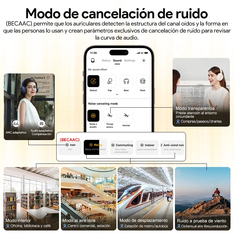 QCY-auriculares inalámbricos H3 ANC 43dB, cascos híbridos con cancelación activa de ruido, Bluetooth 5,4, Audio de alta resolución, 60H de tiempo de reproducción