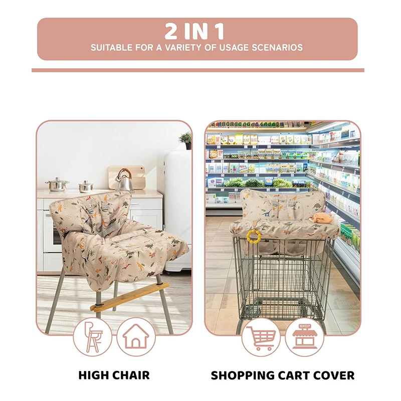 Funda multifuncional para carrito de compras de bebé con correa de seguridad, funda para silla alta, fundas portátiles para carrito de comestibles para bebés y niños pequeños