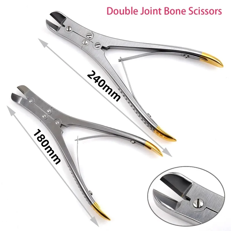Tijeras cortadores de alambre de doble articulación, tijeras biseladas, instrumentos quirúrgicos de hueso, tijeras ortopédicas, 1 ud.