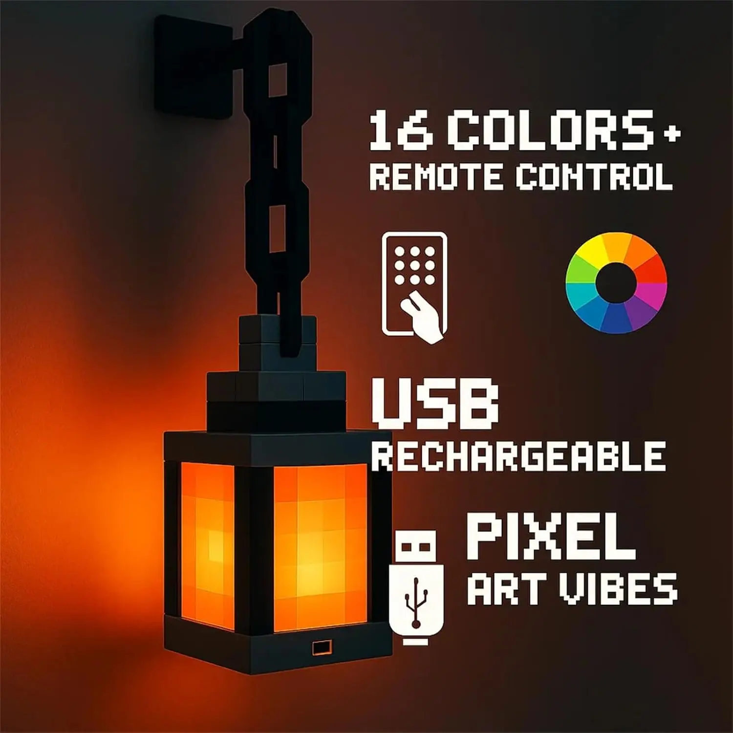 Luz nocturna estilo píxel, linterna portátil, adorno de mesa, linterna de 16 colores, decoración Interior DIY, luz de ambiente para Festival