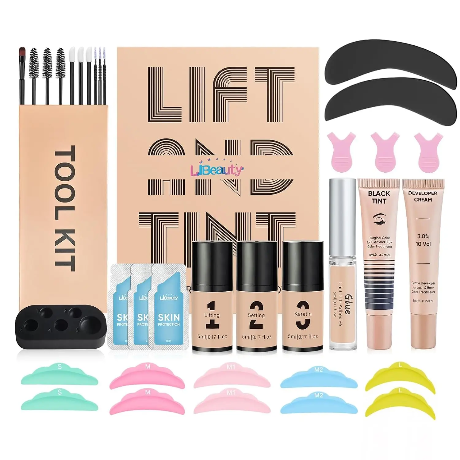 Kit de Lifting de Pestañas y Tinte Libeauty, Kit de Laminación de Cejas, Fácil de Usar para Principiantes, Pestañas o Cejas Más Gruesas y Voluminosas
