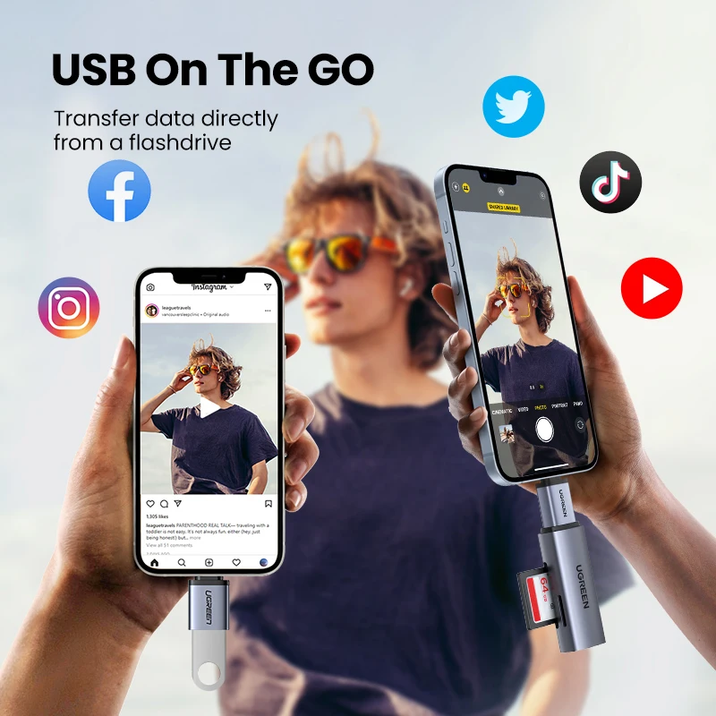 UGREEN-Adaptador USB 3,0 OTG tipo C a USB hembra, convertidor Thunderbolt 3 para Macbook pro Air, Xiaomi, Samsung S20, S10, OTG