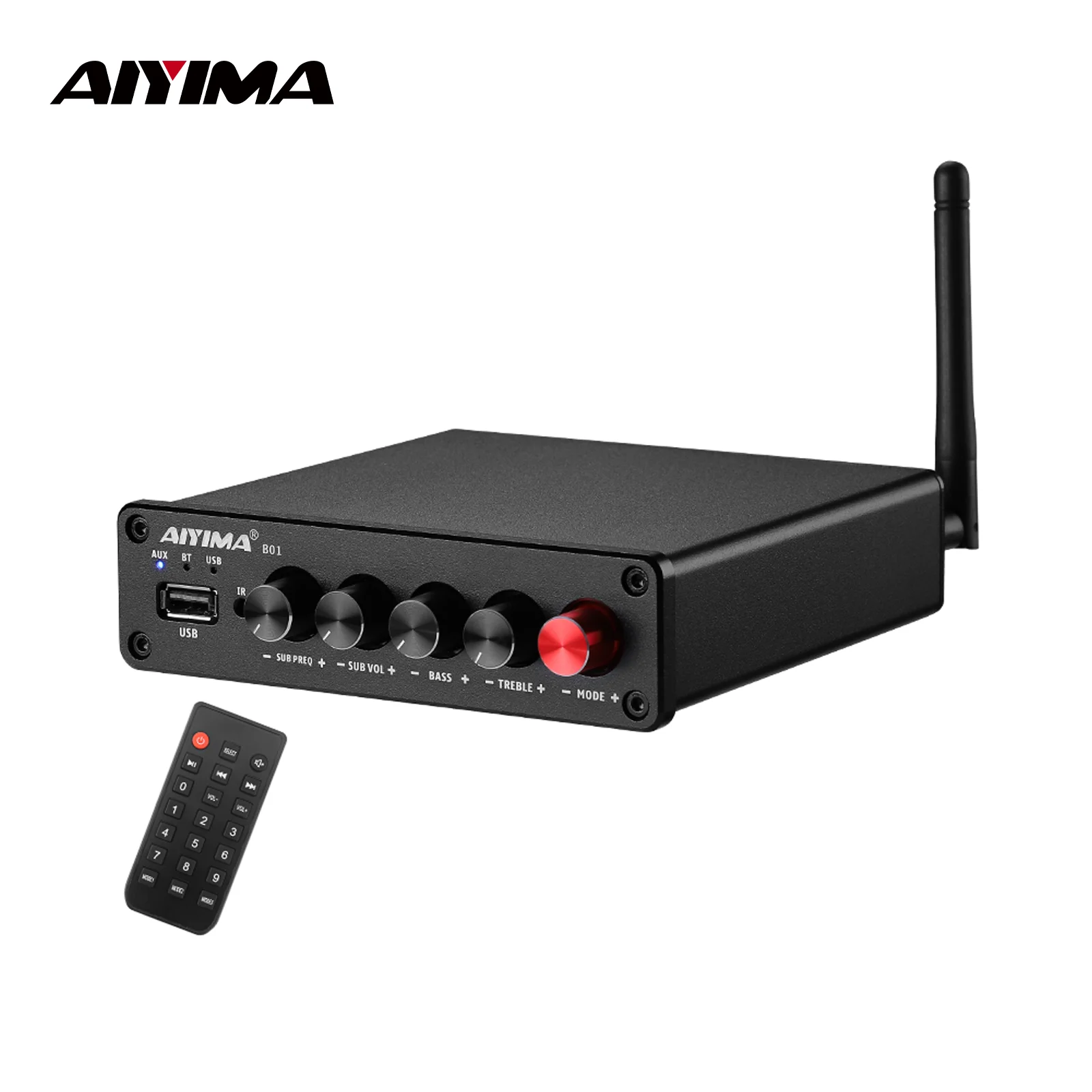 Amplificador de Potencia Bluetooth AIYIMA B01 2.1, Amplificador de Sonido, Altavoz, Amplificador de Audio para el Hogar A03 TPA3116, Amplificador de Subwoofer 50Wx2+100W