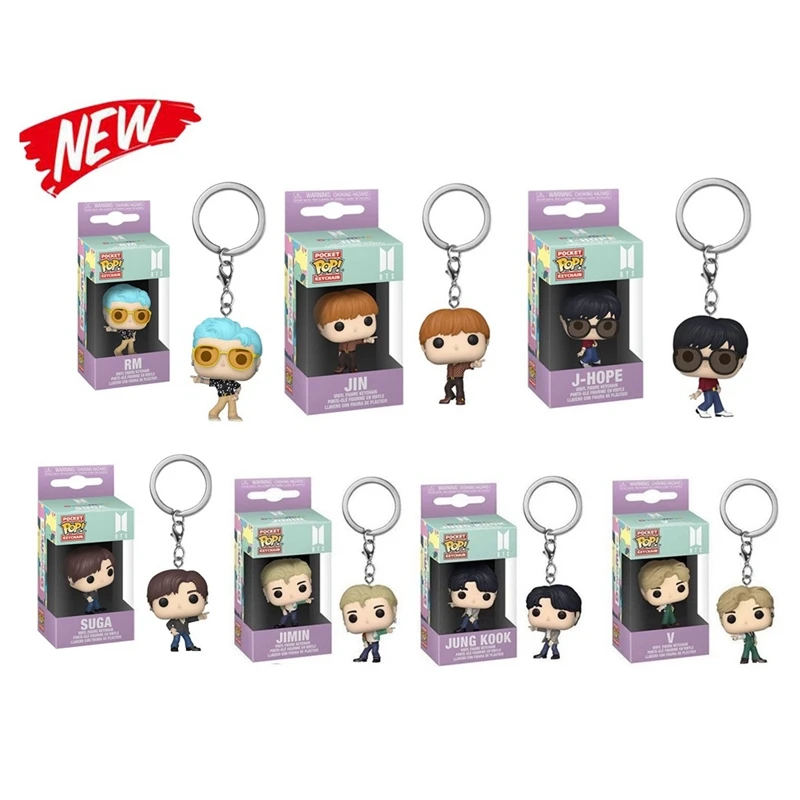 Funko POP-llavero de dibujos animados para hombre, juguetes coleccionables de figuras de acción de vinilo, con bolsillo de J-HOPE V, de V, Sung KOOK, JIMIN Jin