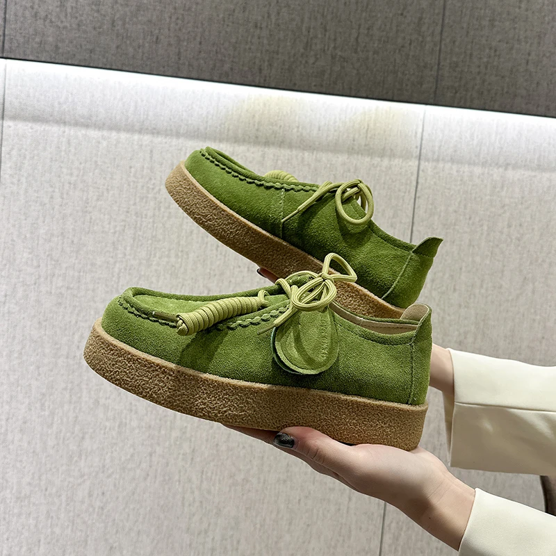 AIYUQI, zapatos de mujer, mocasines de ante de cuero genuino 2026, zapatos de estilo británico con cordones para estudiantes, zapatos clásicos de talla grande para mujer