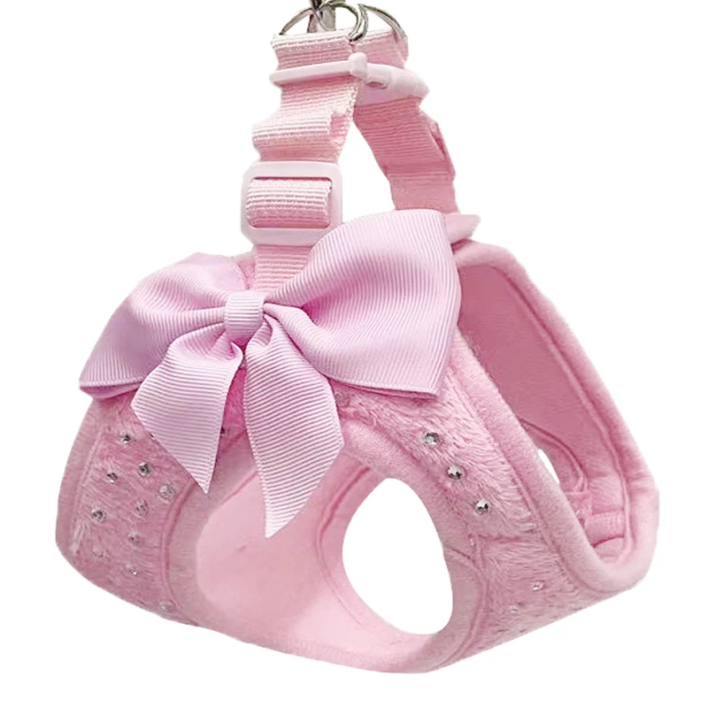 Arnés de pecho para perro, decoración de diamantes pequeños, suave y transpirable, chaleco, arnés para perros, Collar para mascotas, correa para el pecho para mascotas, tres tamaños