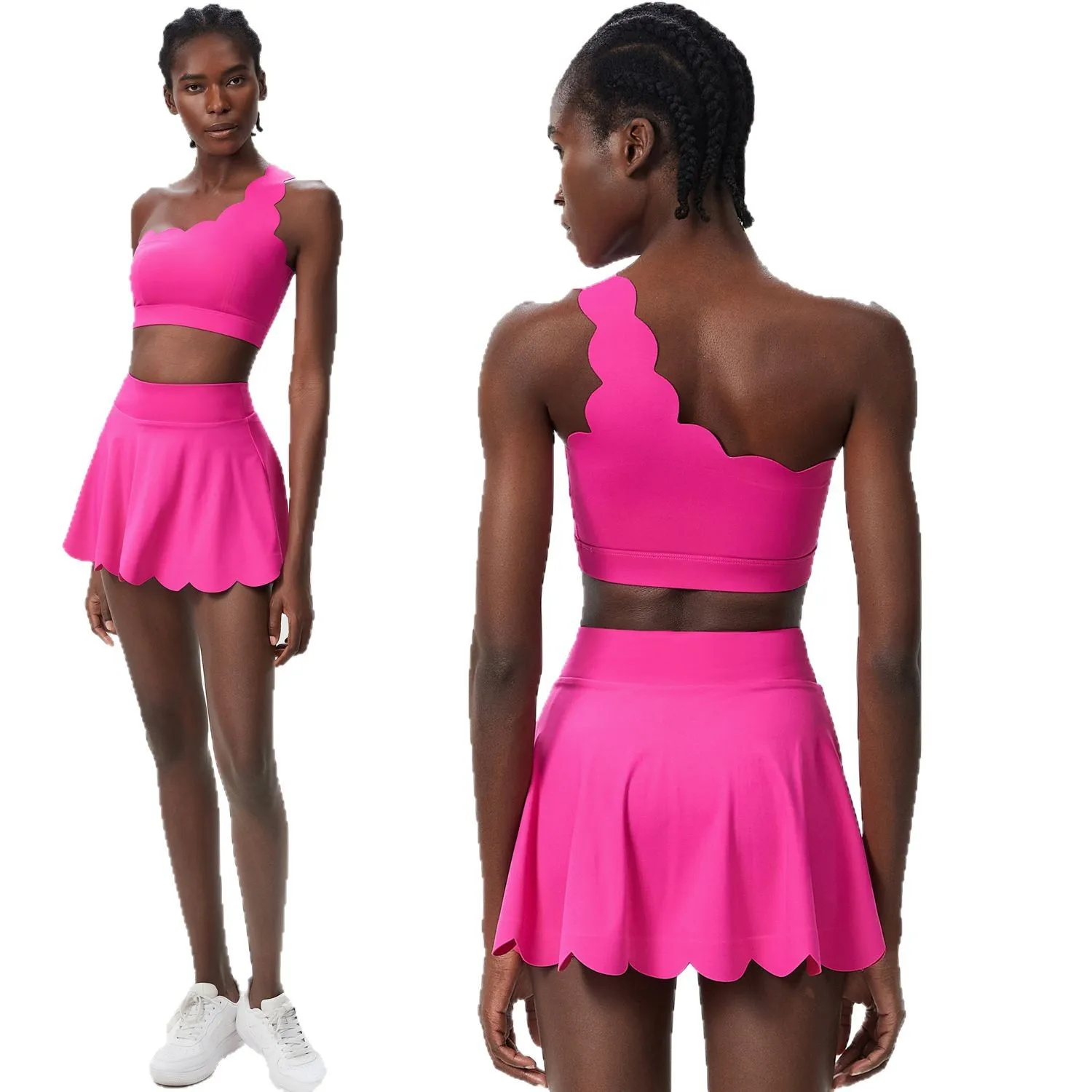 Conjunto de dos piezas de Yoga y Fitness para mujer, traje para correr al aire libre, ropa deportiva corta transpirable de secado rápido, ropa de tenis para mujer