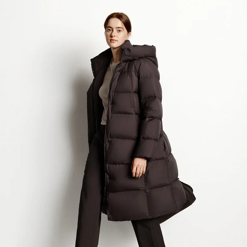 Chaqueta de Plumón Semir para Mujer, Larga, 90% Plumón de Pato, Impermeable, Resistente a Manchas y Aceite, Nueva Colección 2026, con Capucha, Ropa de Invierno para Mujer