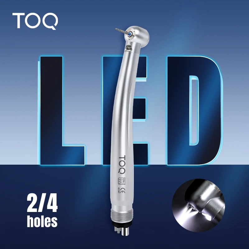 Turbina Dental de Alta Velocidad con Luz LED, Cartucho de Rotor, Pulverizador de Agua, Pieza de Mano de 2/4 Orificios