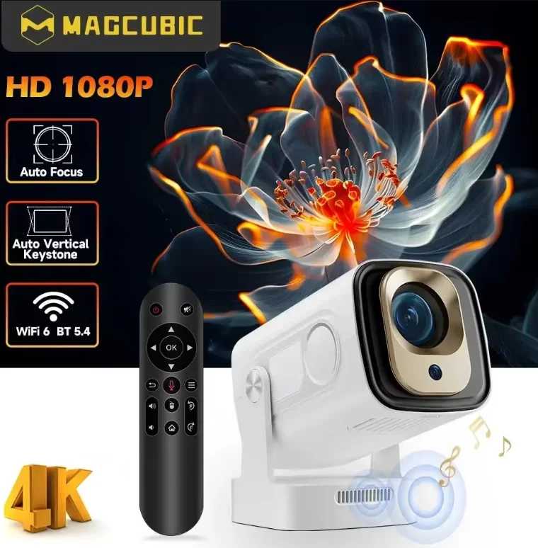 Mini proyector Magcubic HY310 para películas al aire libre enfoque automático 1080P 330ANSI Android 11 WiFi6 BT5.4 4K con control remoto por voz Air Mouse