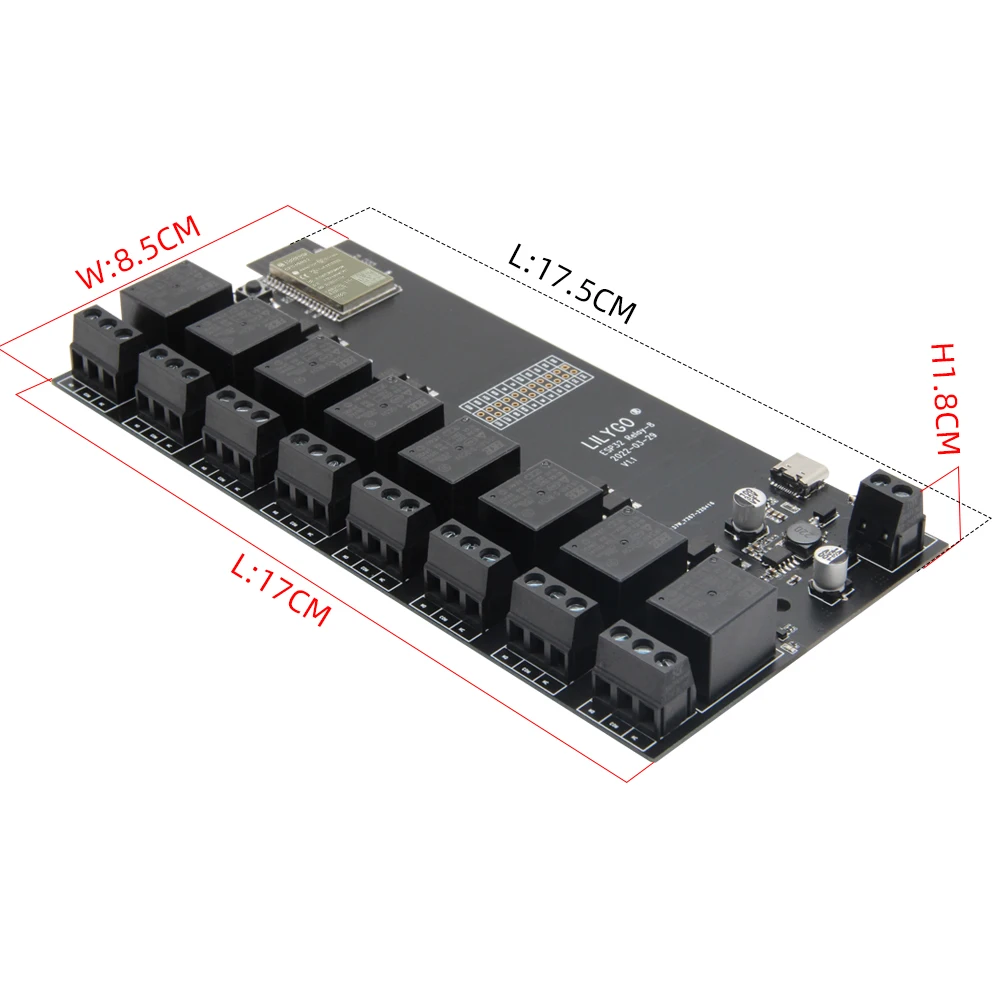 LILYGO ®   Módulo de relé T-Relay 5V de 8 canales ESP32 Placa de desarrollo inalámbrico WIFI Bluetooth con aislamiento optoacoplador para Arduino