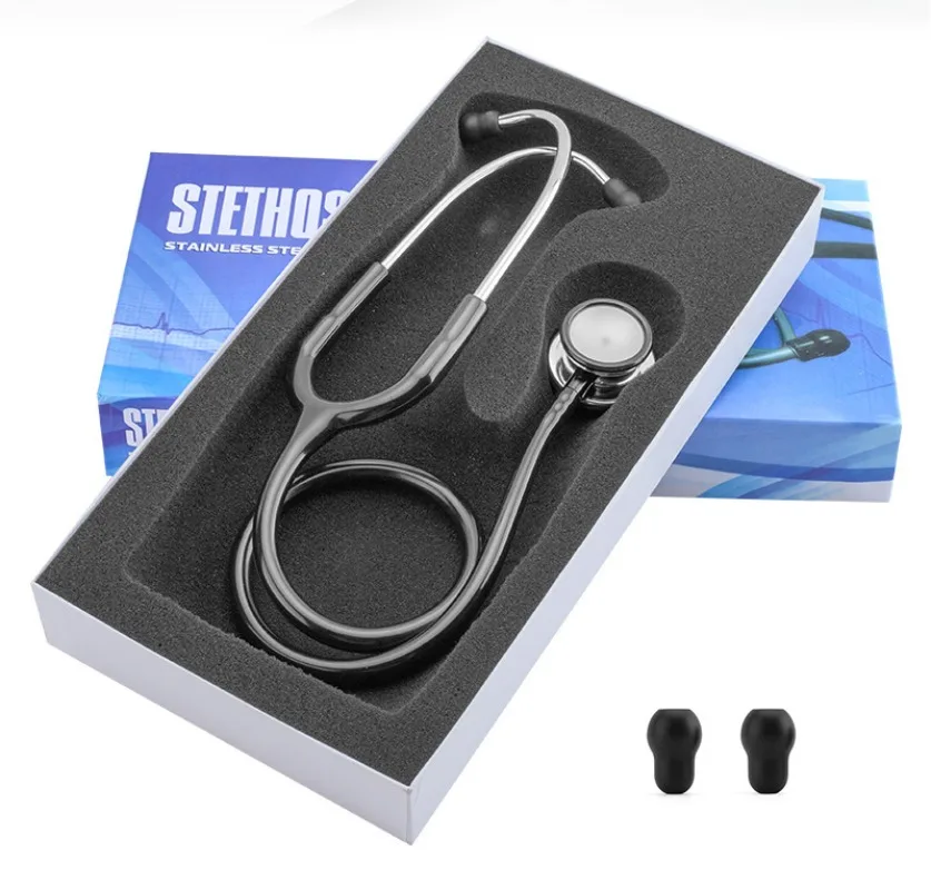 Estetoscopio de doble cara multifuncional de doble cabezal, accesorios de instrumentos protectores, equipo de enseñanza para médico, 1 ud.