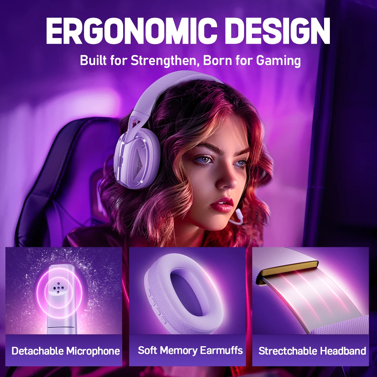 Picun G1 2,4 GHz auriculares inalámbricos para juegos sonido envolvente 3D Audio espacial ENC HD micrófono auriculares para jugadores ligero PS5 PC teléfono
