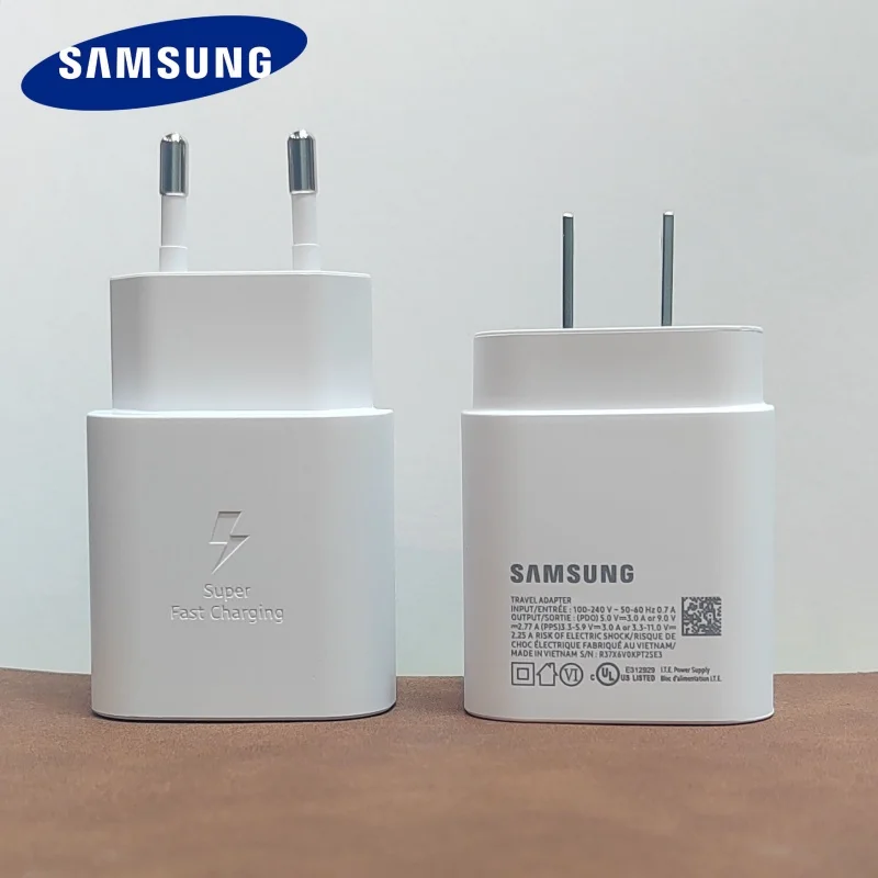 Cargador SAMSUNG de 25W, Adaptador de 45W PD Tipo C, Carga Súper Rápida para Samsung Galaxy S26 S25 S24 S23 S22 Ultra A54 A34, Cargador de Energía EU