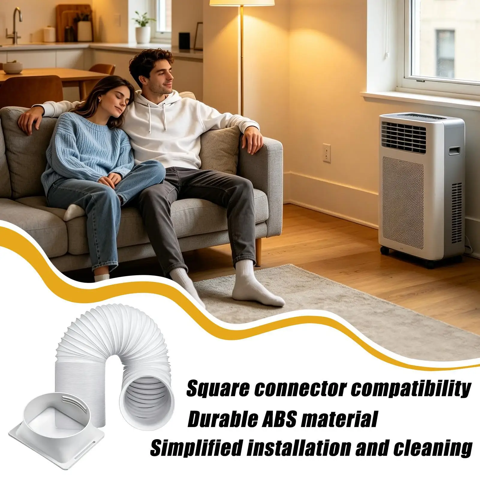 Manguera de escape portátil para aire acondicionado con conector cuadrado, longitud ajustable de 1.5-3 m, manguera de ventilación para ventana, tubo universal para aire acondicionado
