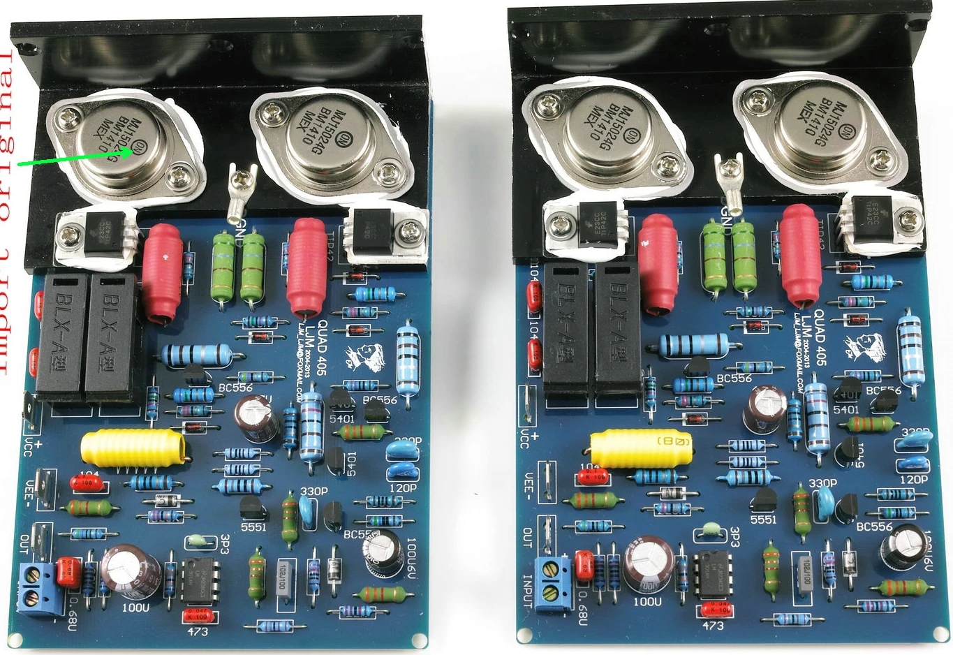 AMPLIFICADOR DE POTENCIA clon Nvarcher QUAD405, doble canal en ángulo, aluminio original, MJ15024