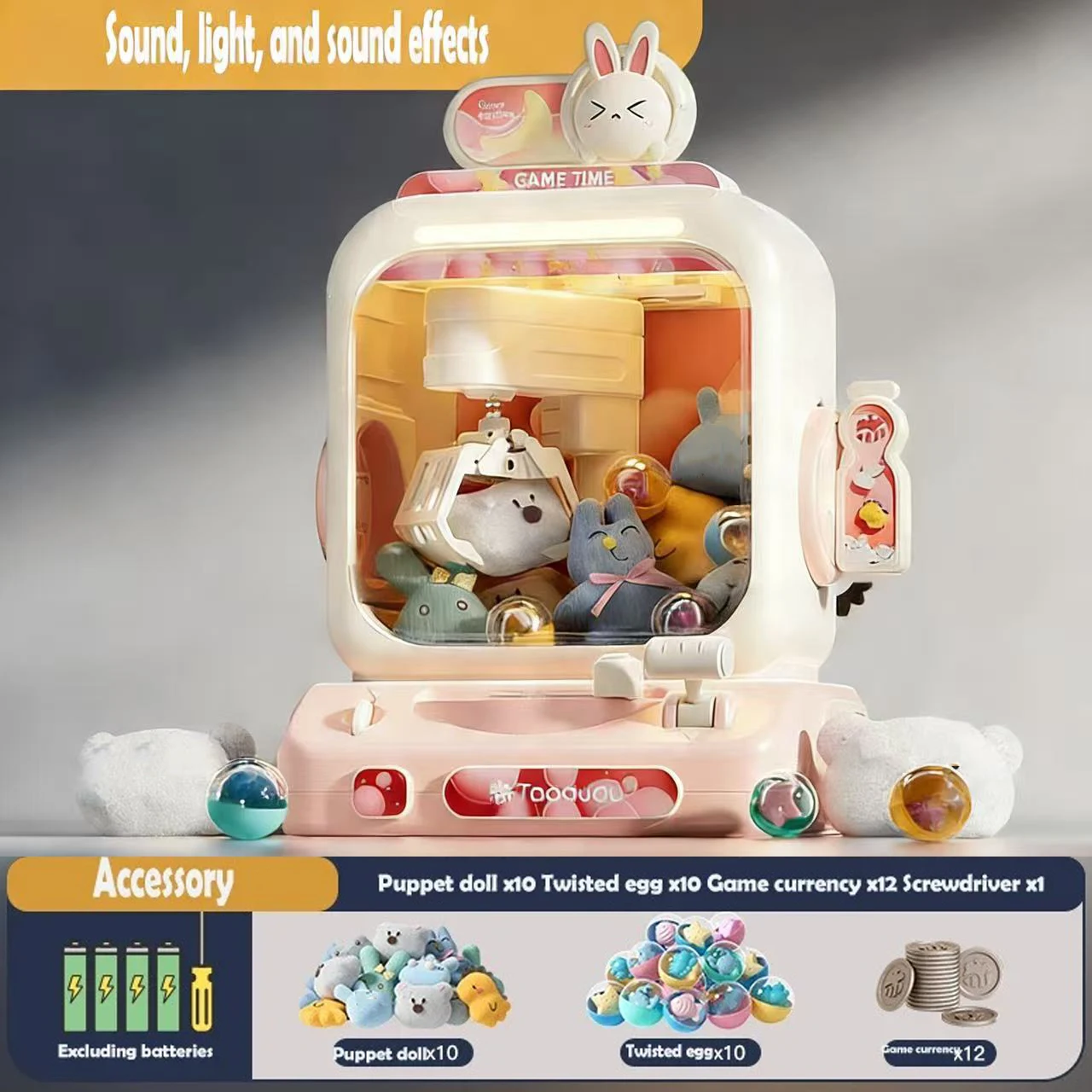 Máquina de muñecas DIY de gran tamaño para niños, juego operado por monedas, Mini garra, juguete para atrapar, máquinas de grúa, muñeca musical, regalos de Navidad para niños