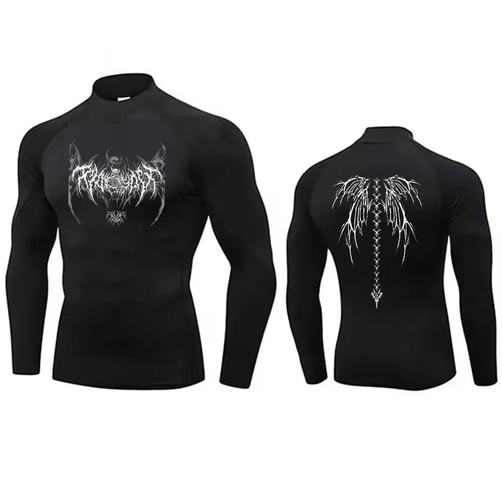 Camisa de compresión de cuello alto Y2K para hombre, gimnasio rápido, Fitness, protector de erupción seco, cuello alto, camisetas de culturismo atléticas musculares de verano