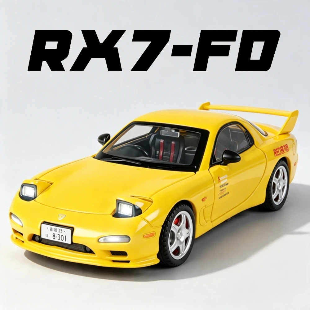 Coche de Juguete a Escala 1:32, Modelo RX7-FD, con Sonido y Luz, Vehículos de Juguete con Retroceso, Puertas que se Abren, Juguetes en Miniatura, Decoración para el Hogar