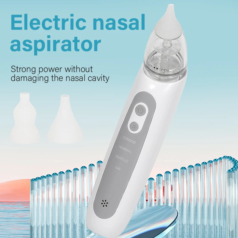 Aspirador Nasal Eléctrico para Bebés, Aspirador de Nariz Automático para Niños Pequeños con Música y 3 Puntas de Silicona
