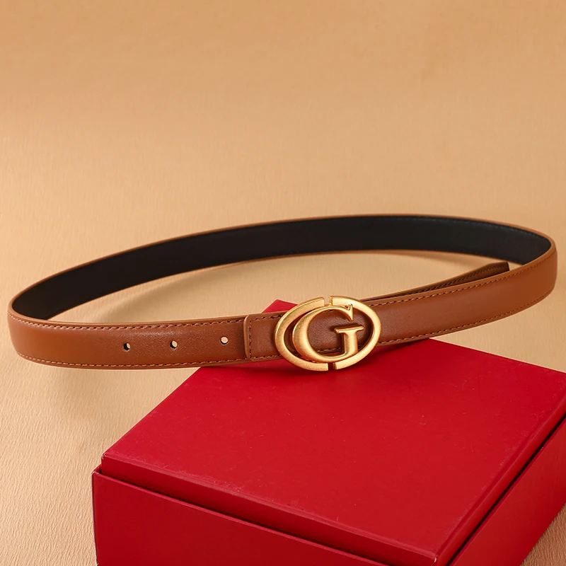2025 nuevo cinturón fino de 25mm de marca de lujo famoso diseñador de moda cinturón Reversible para mujer faja de cuero cinturón de vestir para mujer