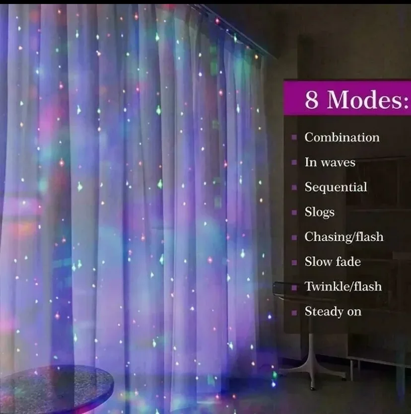 Cortina de luces LED de 3M, guirnalda de luces de Navidad, lámparas para boda, fiesta, hogar, decoración de jardín